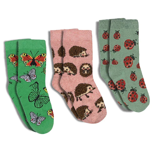 Good Luck Sock- Butterflies, Hedgehogs, and Ladybugs